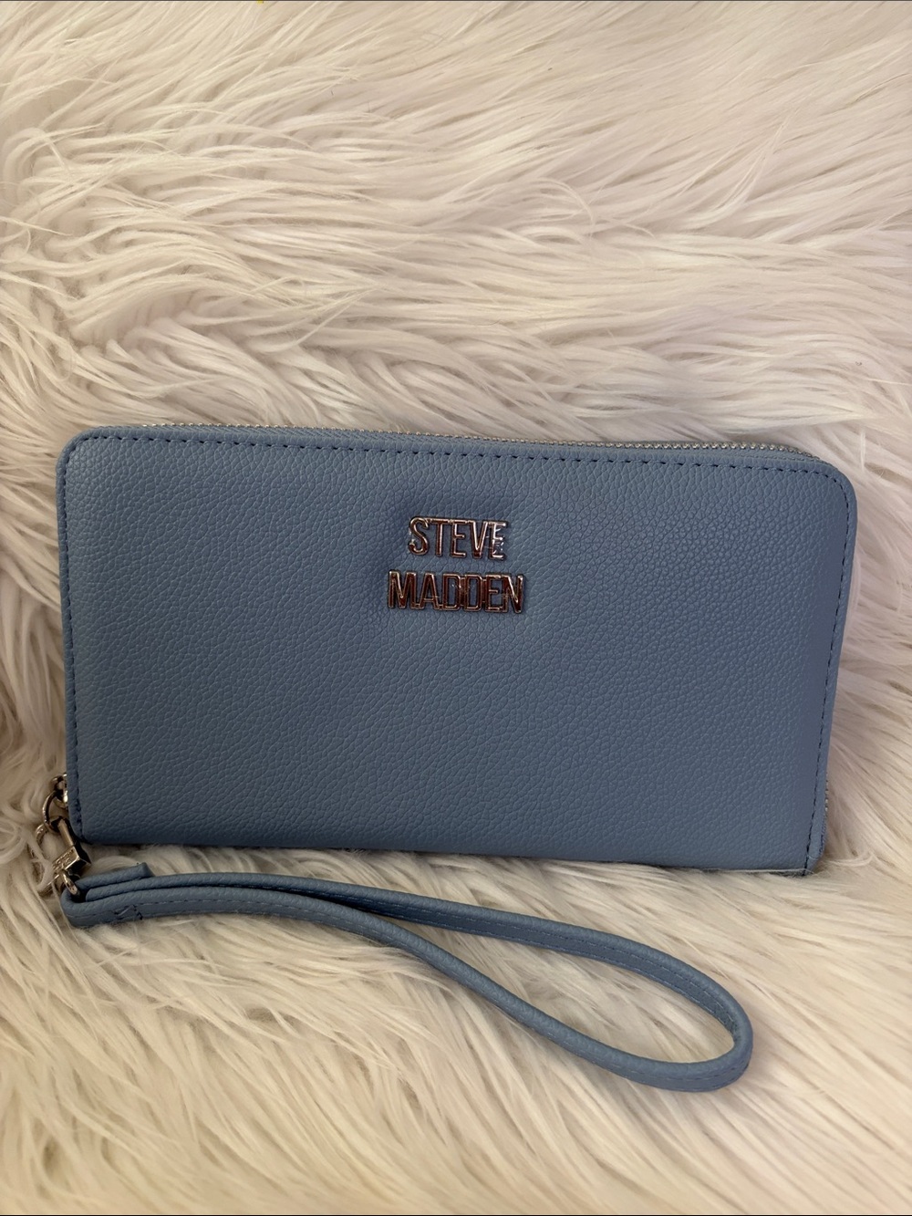 Steve Madden Light Blue Zip-Around Wristlet Wallet